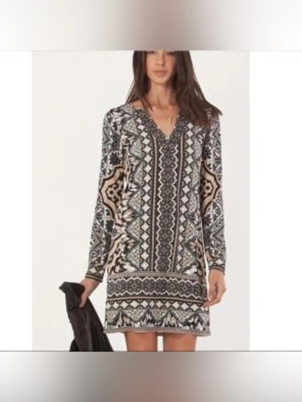 Hale Bob Aztec Patterned Jersey Shift Mini Dress Medium